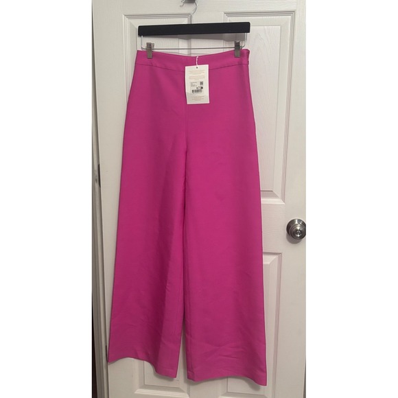 NEW Sezane | Editions Tymo Wide Leg Trousers in Hot Pink Wool Blend Sz 6/38 - Picture 2 of 11